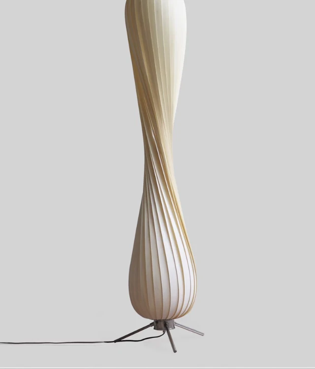 Light Luxury Wooden Curved Shade Floor Lamp Modern Standing Lamp for Living Room Bedroom Entryway Home Interior Decor Lighting