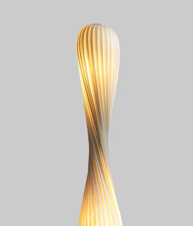 Light Luxury Wooden Curved Shade Floor Lamp Modern Standing Lamp for Living Room Bedroom Entryway Home Interior Decor Lighting