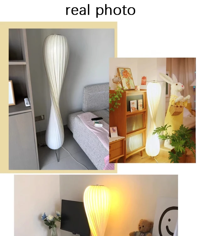 Light Luxury Wooden Curved Shade Floor Lamp Modern Standing Lamp for Living Room Bedroom Entryway Home Interior Decor Lighting