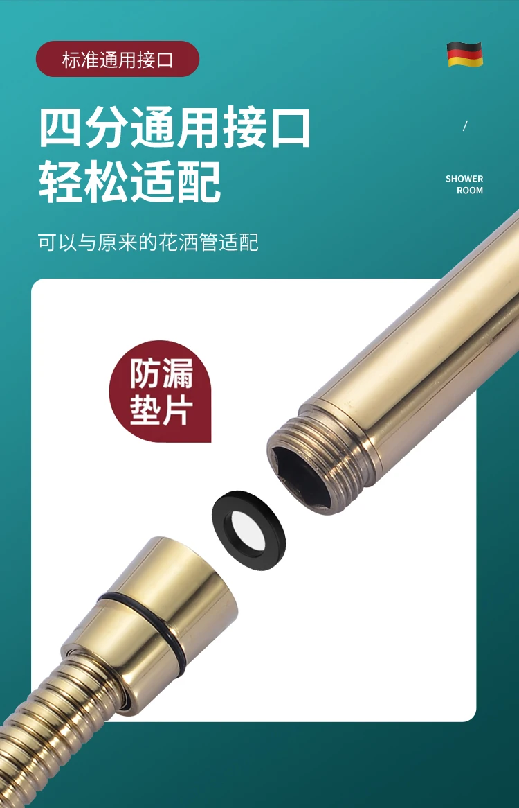 New Golden 304 Stainless Steel High Pressure Water Saving Shower Head Large Flow Handheld Showerhead Set Bathroom Accessories