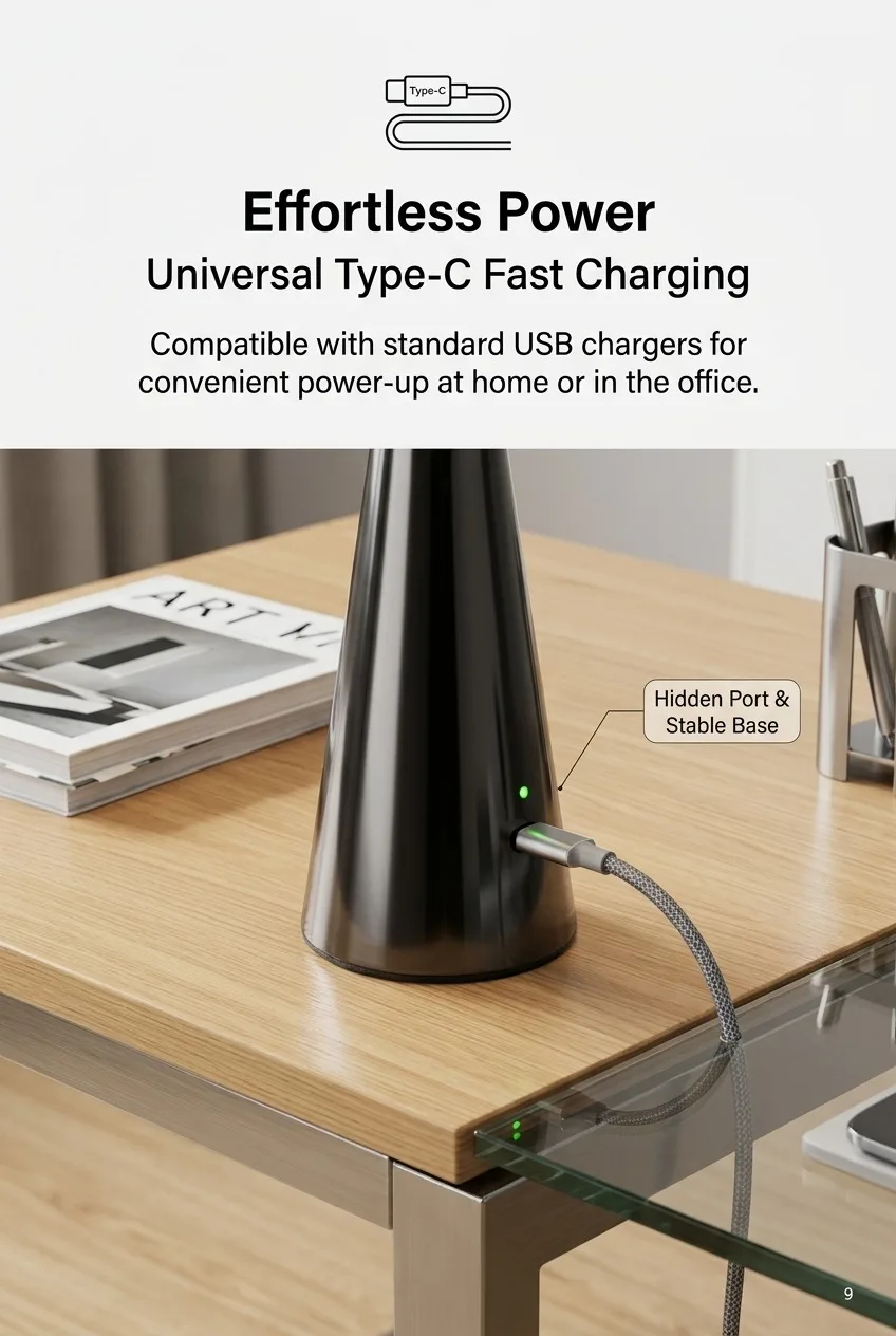 365mm High Modern Nordic Minimalist Touch Desk Lamp Rechargeable Night Light Portable Bedroom Bedside Table Atmosphere Light