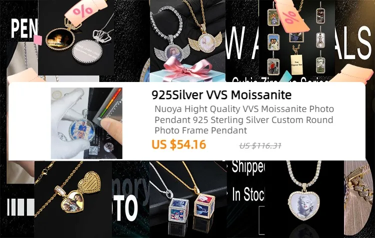 Hip Hop Jewelry Bling CZ Memorial Picture Frames Necklace Personalization Photo Custom 26/35/45/68.5MM Circle Medallions Pendant