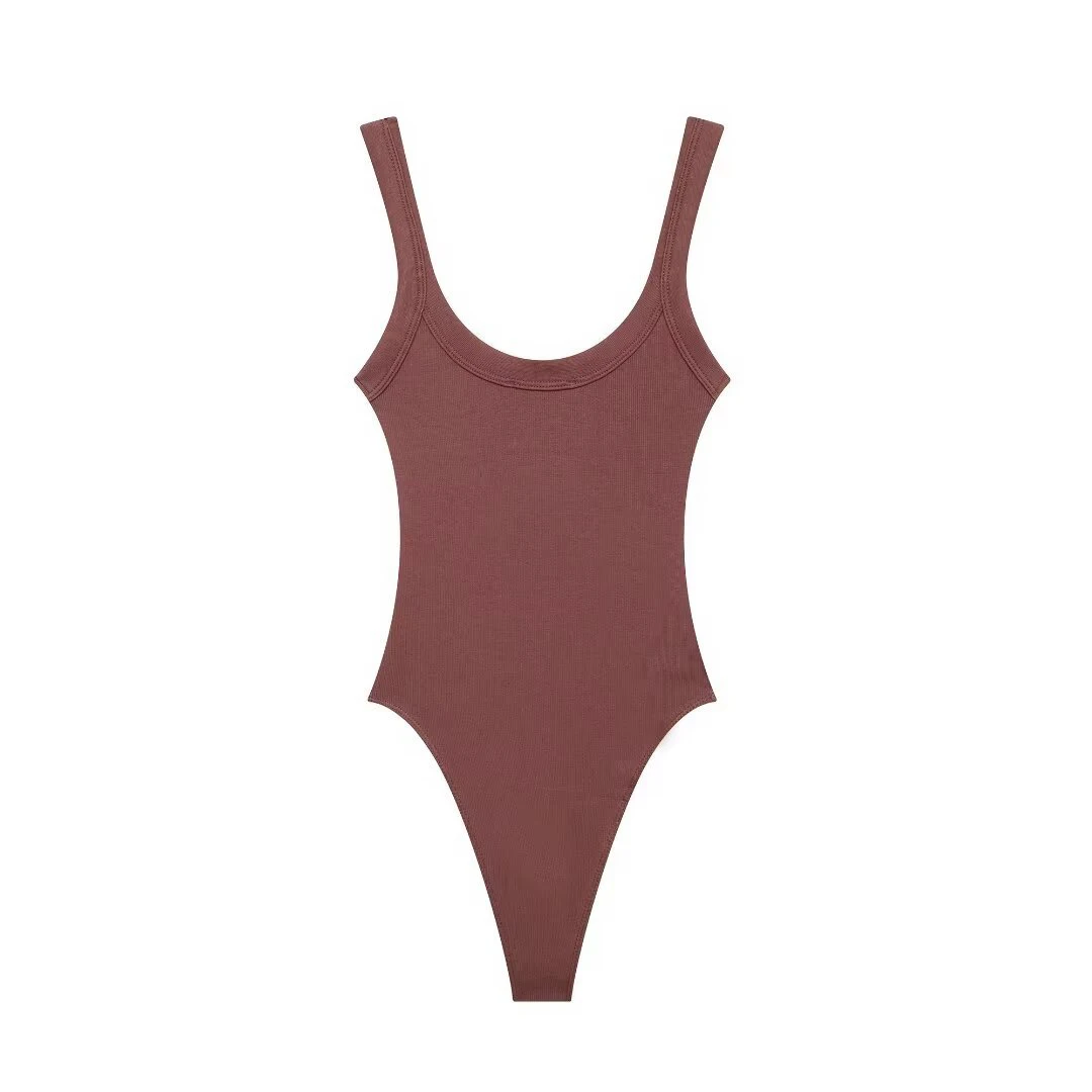 Skinny Ribbed Bodysuits for Women, O Neck, Straps, Snap-Button, Female Playsuits, Sexy Fashion