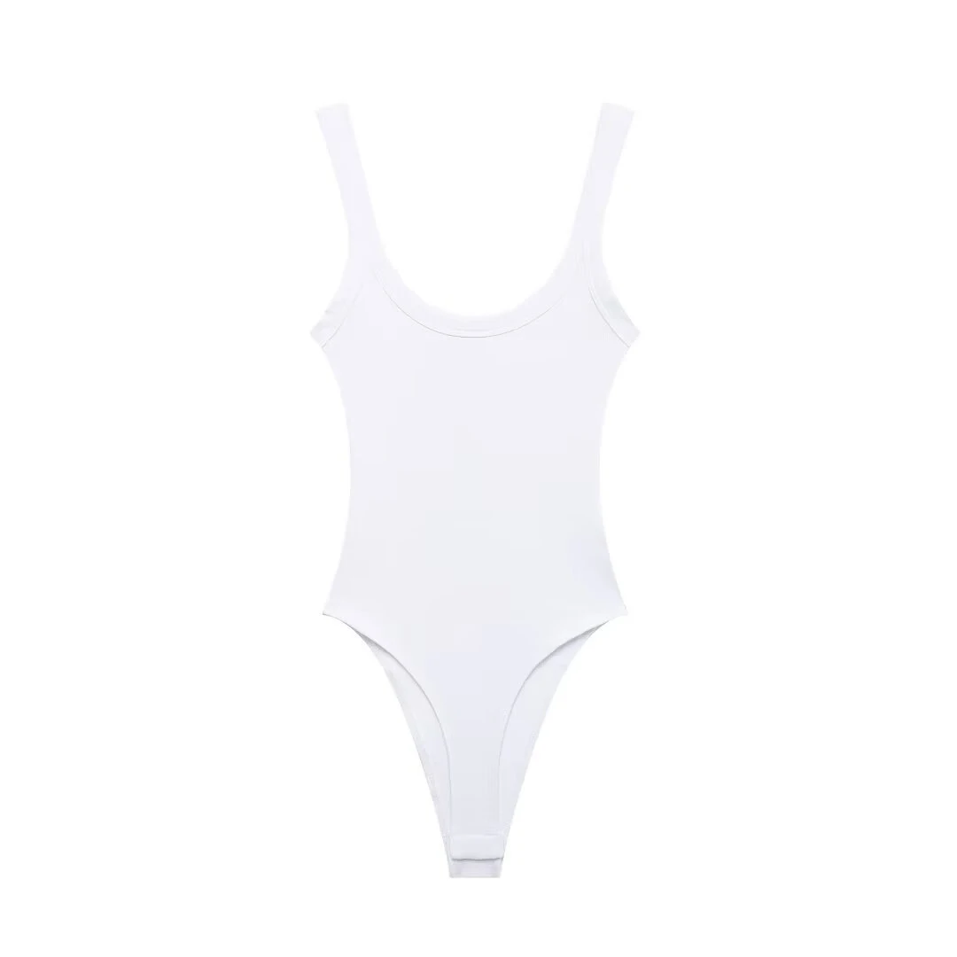 Skinny Ribbed Bodysuits for Women, O Neck, Straps, Snap-Button, Female Playsuits, Sexy Fashion