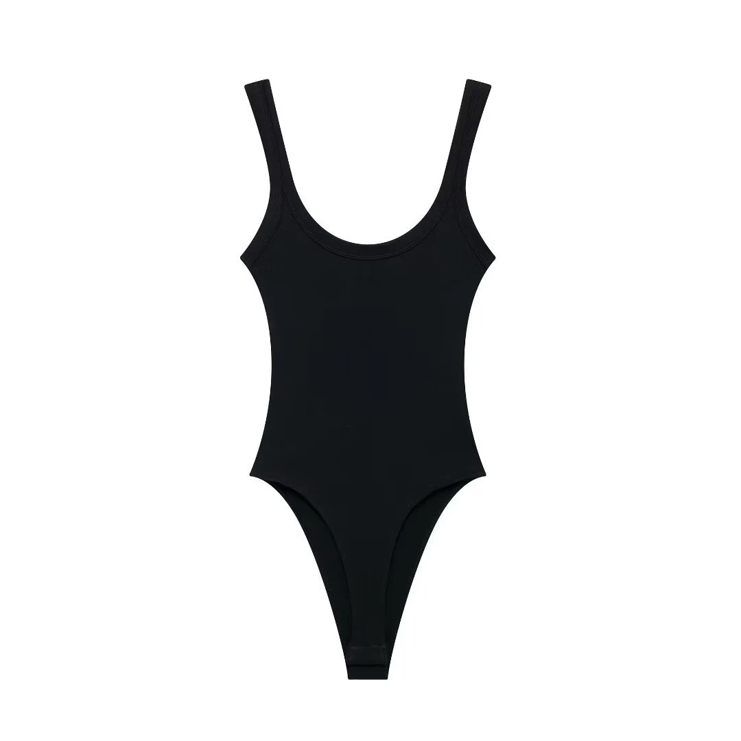 Skinny Ribbed Bodysuits for Women, O Neck, Straps, Snap-Button, Female Playsuits, Sexy Fashion