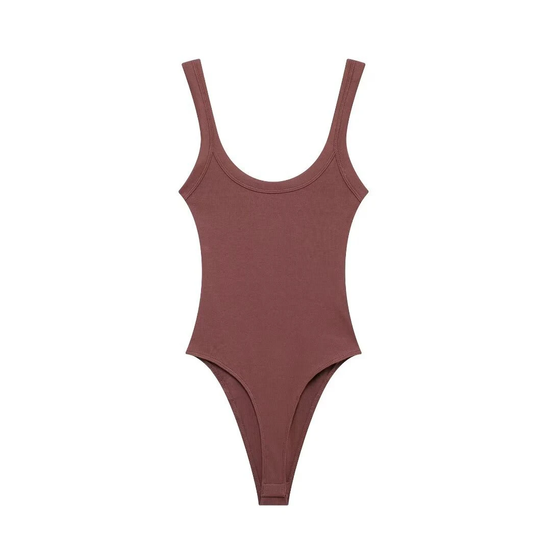 Skinny Ribbed Bodysuits for Women, O Neck, Straps, Snap-Button, Female Playsuits, Sexy Fashion