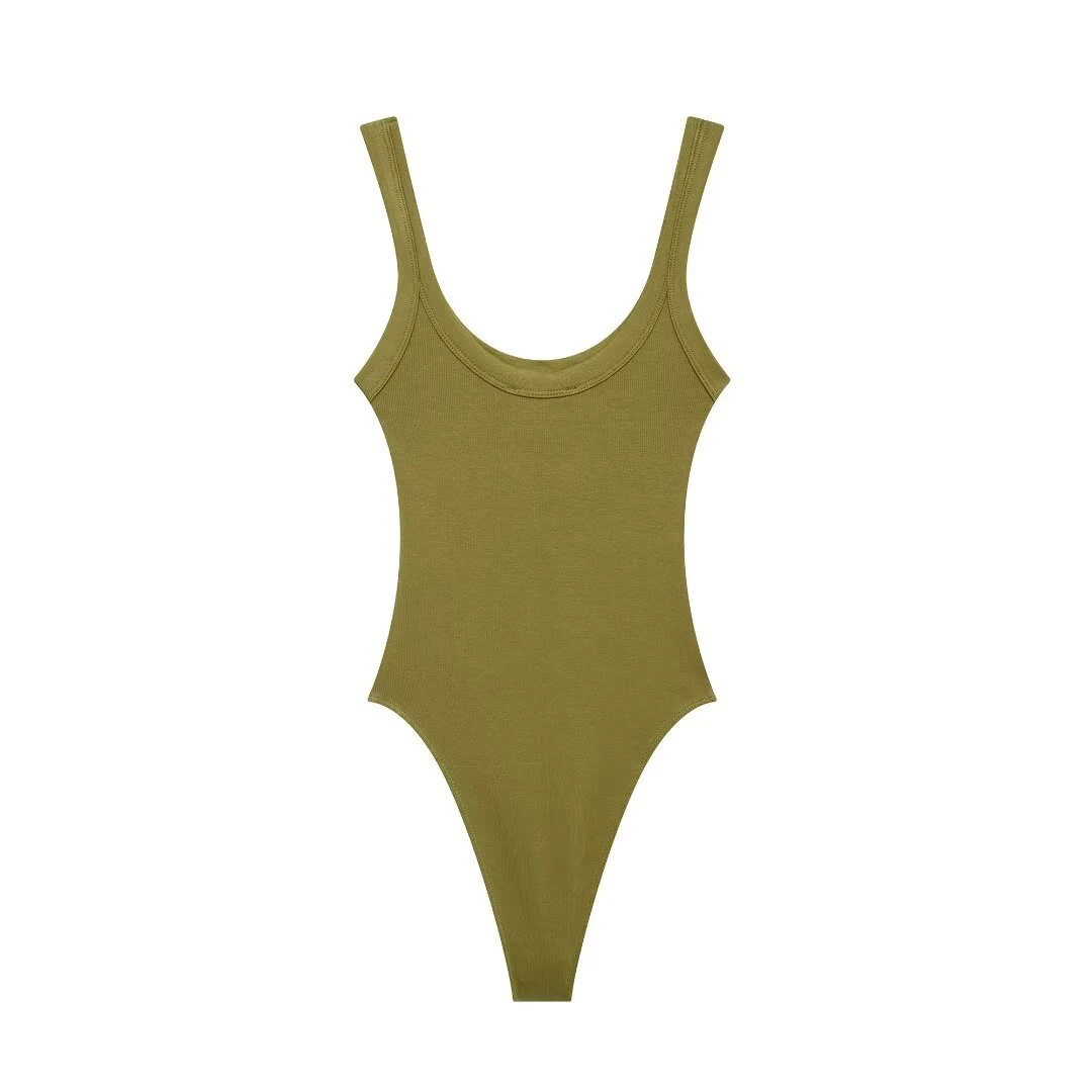 Skinny Ribbed Bodysuits for Women, O Neck, Straps, Snap-Button, Female Playsuits, Sexy Fashion
