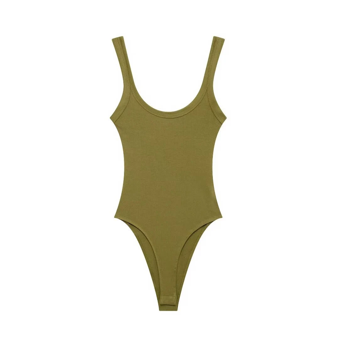 Skinny Ribbed Bodysuits for Women, O Neck, Straps, Snap-Button, Female Playsuits, Sexy Fashion