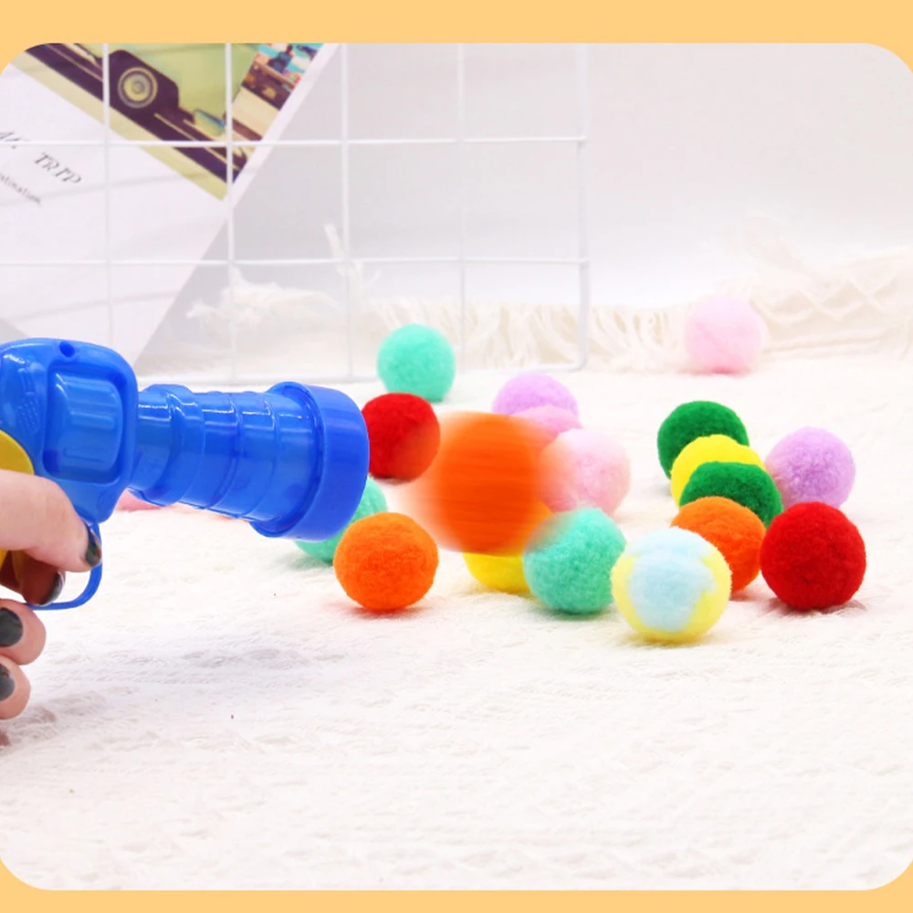 10-100pcs Cat Plush Ball Shooting Gun Funny Cat Toys Interactive Launch Training Toy For Pet Kitten Creative Mini Shooting Games