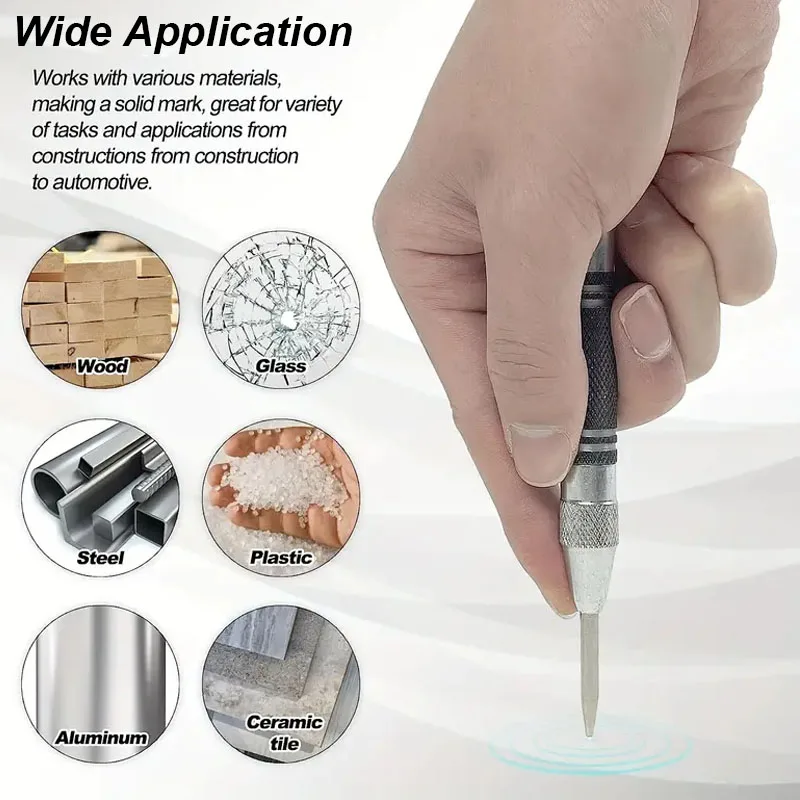 Auto Center Puncher Hole Marker Wood Metal Steel Spring Load Kerner Drill Locator Heavy Duty Punch Carpentry Automatic Hand Tool