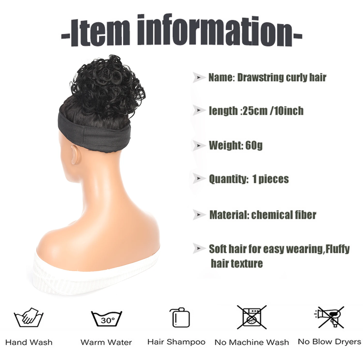 Synthetic Fiber Messy Bun Short Curly Ponytail Extension - Elastic Drawstring Loose Hair Bun Pieces For Women With Thinning Hair