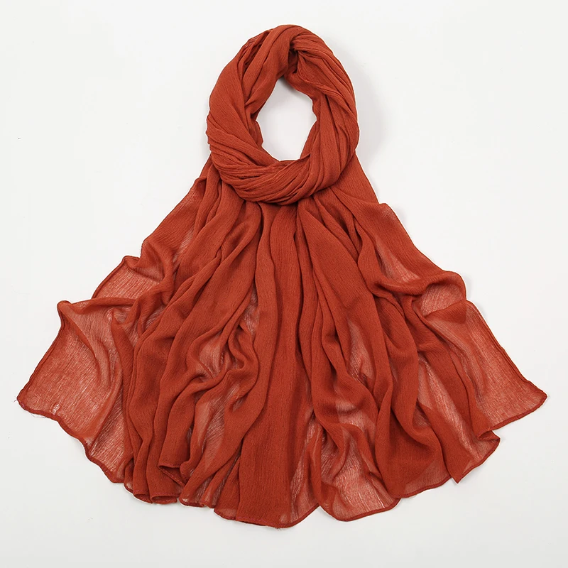 New Arrival Crinkle Rayon Hijab Women Muslim Scarf Shawls Solid Headscarf Wraps Big Size Plain Islamic Turban Headbands Foulard