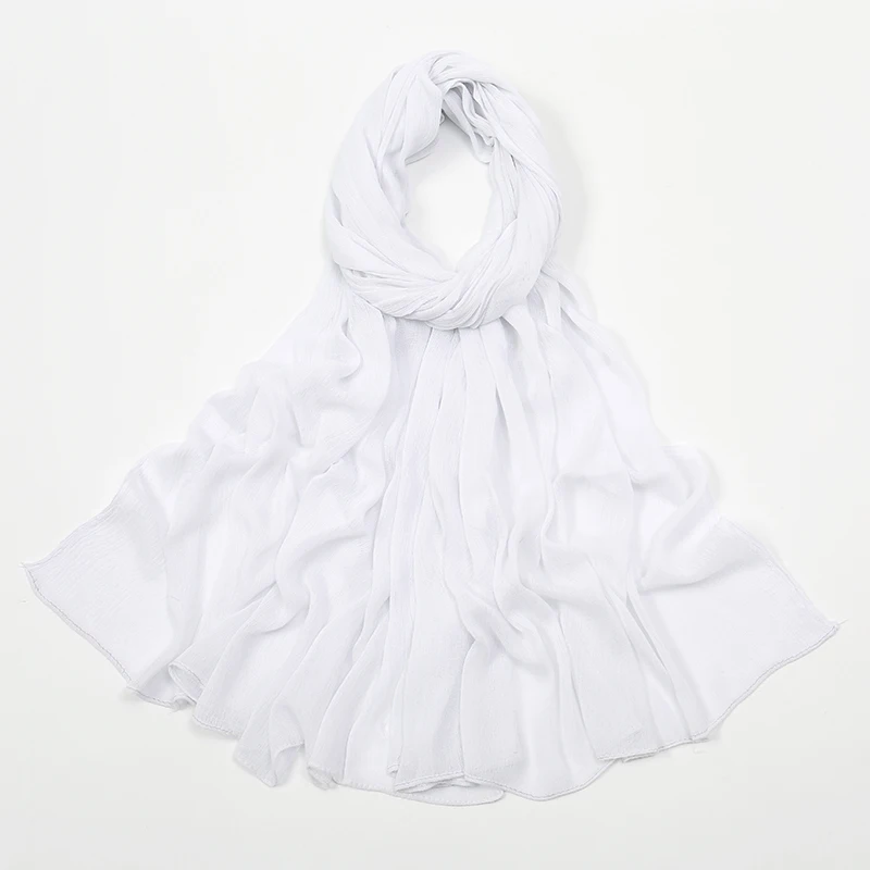 New Arrival Crinkle Rayon Hijab Women Muslim Scarf Shawls Solid Headscarf Wraps Big Size Plain Islamic Turban Headbands Foulard