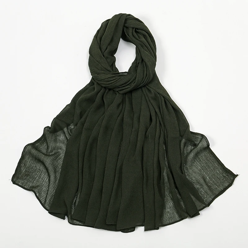 New Arrival Crinkle Rayon Hijab Women Muslim Scarf Shawls Solid Headscarf Wraps Big Size Plain Islamic Turban Headbands Foulard