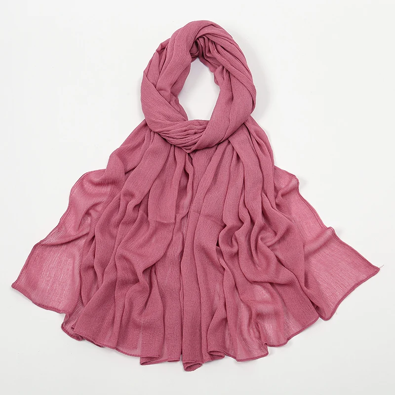 New Arrival Crinkle Rayon Hijab Women Muslim Scarf Shawls Solid Headscarf Wraps Big Size Plain Islamic Turban Headbands Foulard