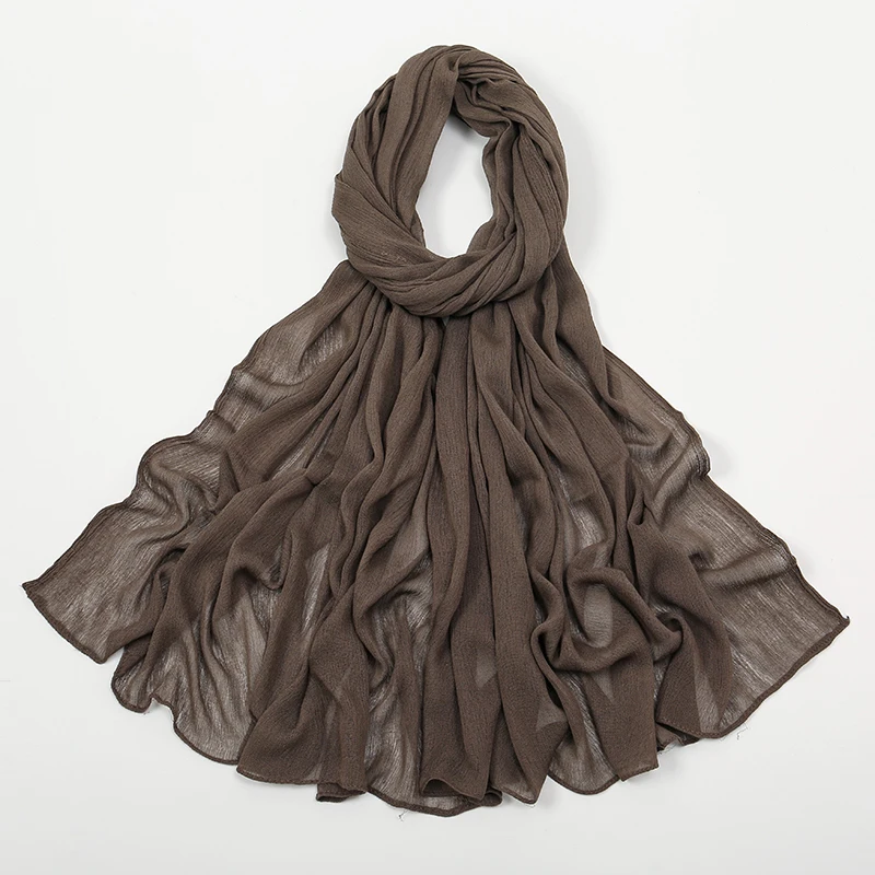 New Arrival Crinkle Rayon Hijab Women Muslim Scarf Shawls Solid Headscarf Wraps Big Size Plain Islamic Turban Headbands Foulard