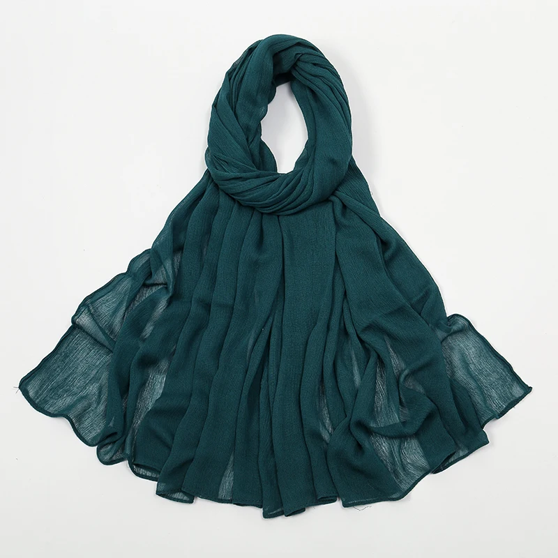 New Arrival Crinkle Rayon Hijab Women Muslim Scarf Shawls Solid Headscarf Wraps Big Size Plain Islamic Turban Headbands Foulard
