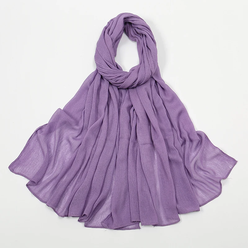 New Arrival Crinkle Rayon Hijab Women Muslim Scarf Shawls Solid Headscarf Wraps Big Size Plain Islamic Turban Headbands Foulard