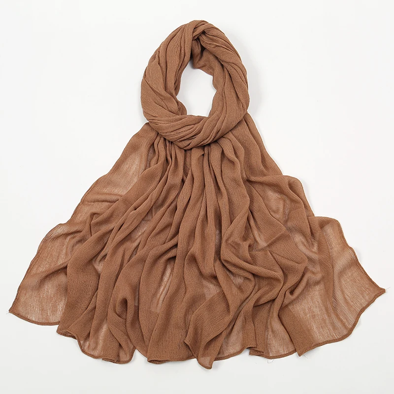 New Arrival Crinkle Rayon Hijab Women Muslim Scarf Shawls Solid Headscarf Wraps Big Size Plain Islamic Turban Headbands Foulard