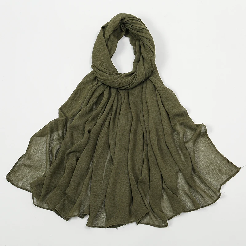 New Arrival Crinkle Rayon Hijab Women Muslim Scarf Shawls Solid Headscarf Wraps Big Size Plain Islamic Turban Headbands Foulard