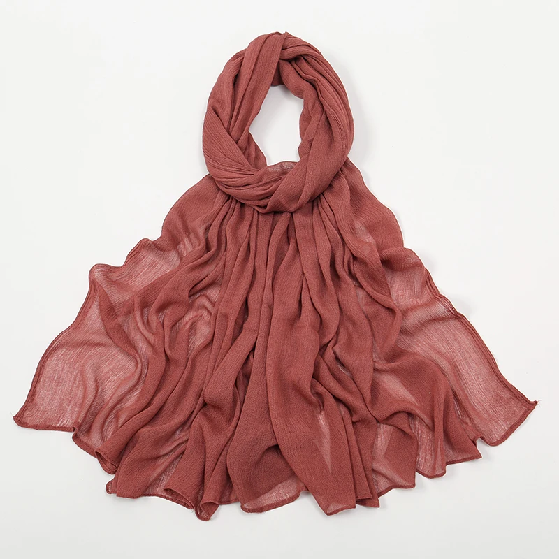 New Arrival Crinkle Rayon Hijab Women Muslim Scarf Shawls Solid Headscarf Wraps Big Size Plain Islamic Turban Headbands Foulard