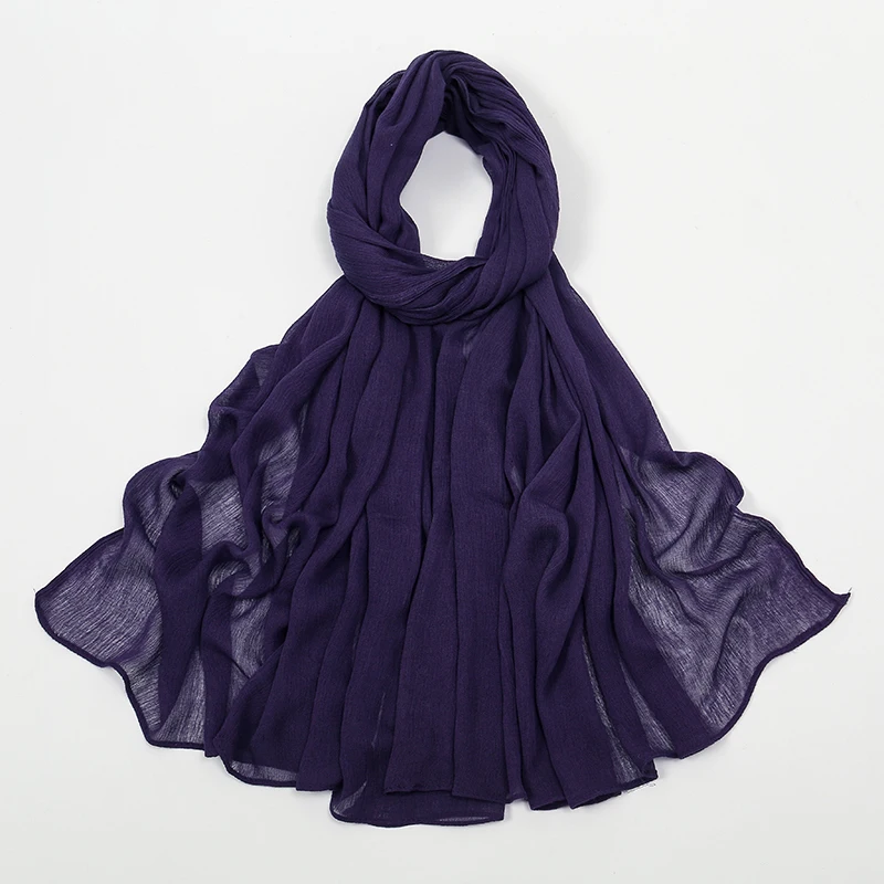 New Arrival Crinkle Rayon Hijab Women Muslim Scarf Shawls Solid Headscarf Wraps Big Size Plain Islamic Turban Headbands Foulard
