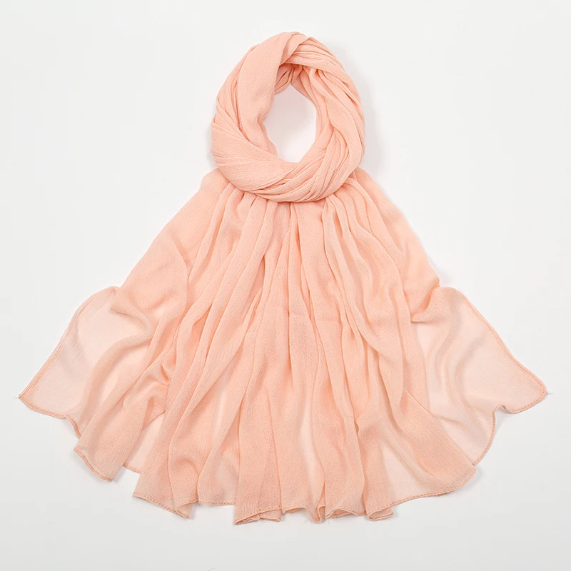 New Arrival Crinkle Rayon Hijab Women Muslim Scarf Shawls Solid Headscarf Wraps Big Size Plain Islamic Turban Headbands Foulard