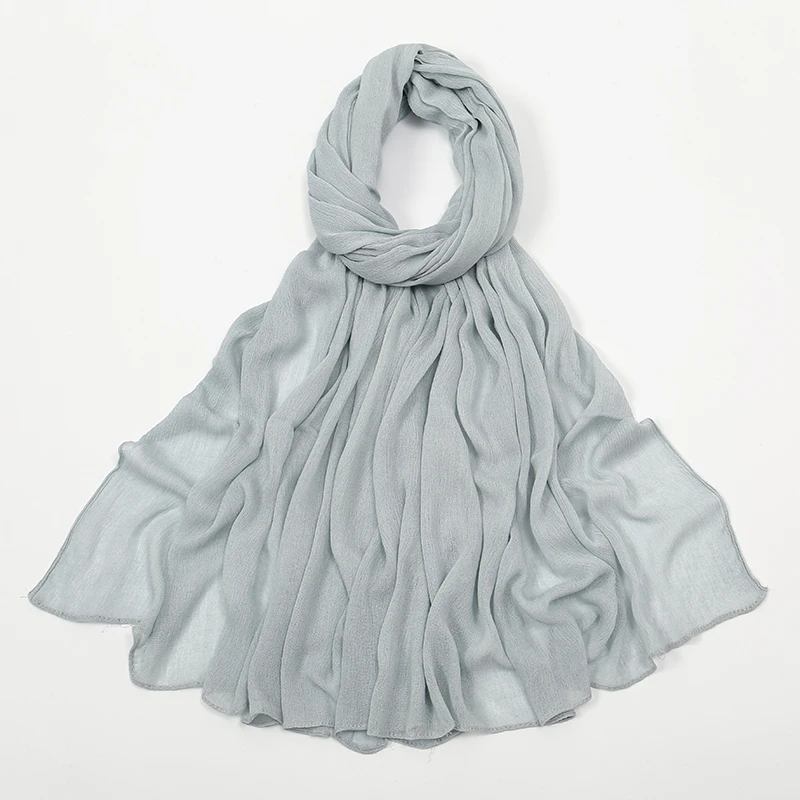 New Arrival Crinkle Rayon Hijab Women Muslim Scarf Shawls Solid Headscarf Wraps Big Size Plain Islamic Turban Headbands Foulard
