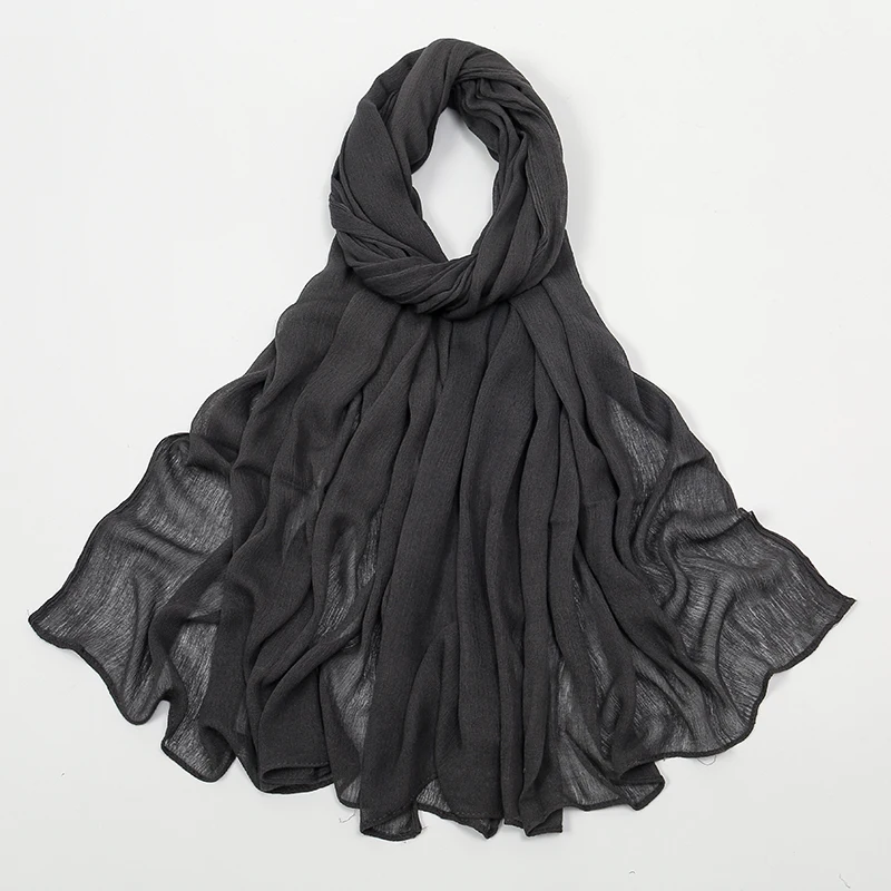 New Arrival Crinkle Rayon Hijab Women Muslim Scarf Shawls Solid Headscarf Wraps Big Size Plain Islamic Turban Headbands Foulard