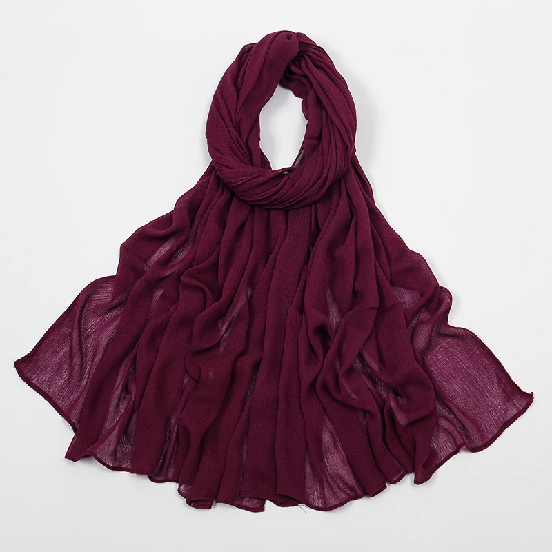 New Arrival Crinkle Rayon Hijab Women Muslim Scarf Shawls Solid Headscarf Wraps Big Size Plain Islamic Turban Headbands Foulard