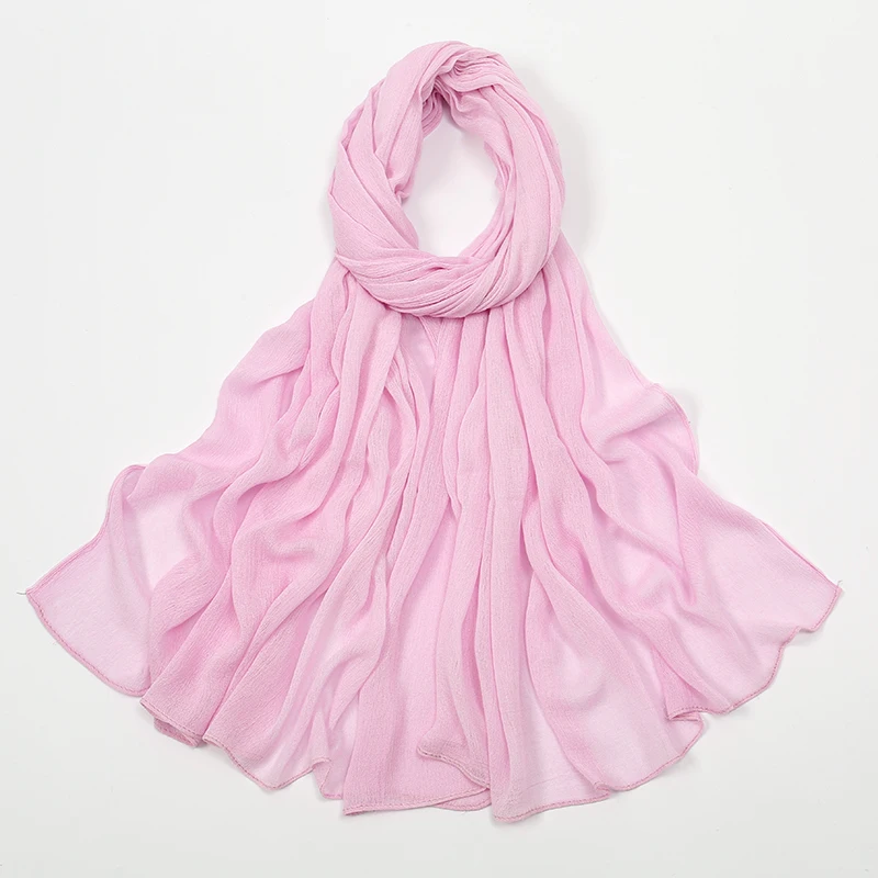 New Arrival Crinkle Rayon Hijab Women Muslim Scarf Shawls Solid Headscarf Wraps Big Size Plain Islamic Turban Headbands Foulard