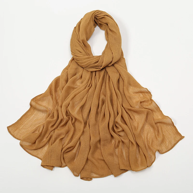 New Arrival Crinkle Rayon Hijab Women Muslim Scarf Shawls Solid Headscarf Wraps Big Size Plain Islamic Turban Headbands Foulard
