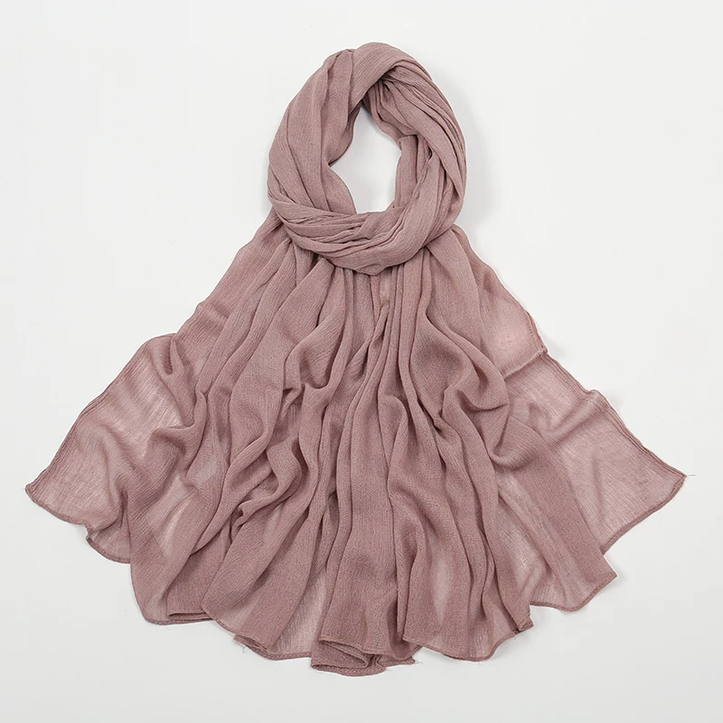 New Arrival Crinkle Rayon Hijab Women Muslim Scarf Shawls Solid Headscarf Wraps Big Size Plain Islamic Turban Headbands Foulard