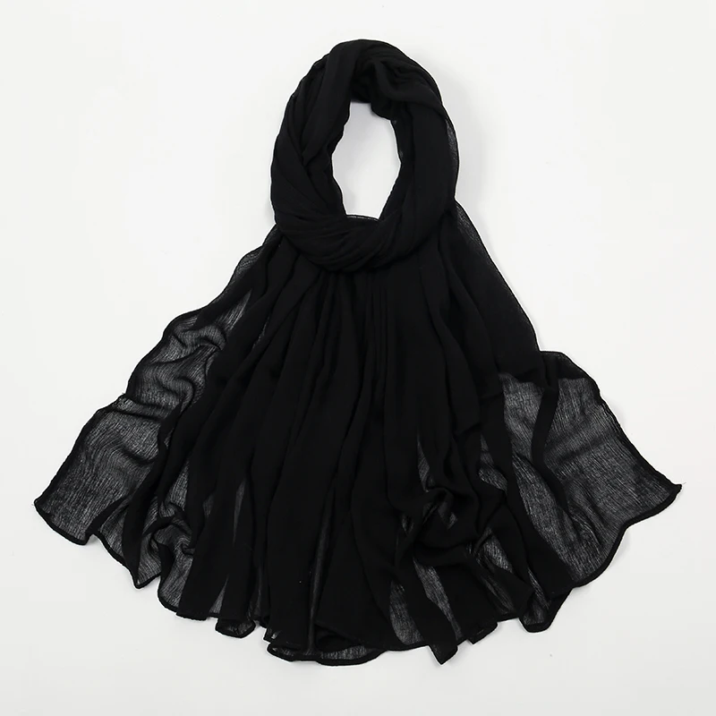 New Arrival Crinkle Rayon Hijab Women Muslim Scarf Shawls Solid Headscarf Wraps Big Size Plain Islamic Turban Headbands Foulard