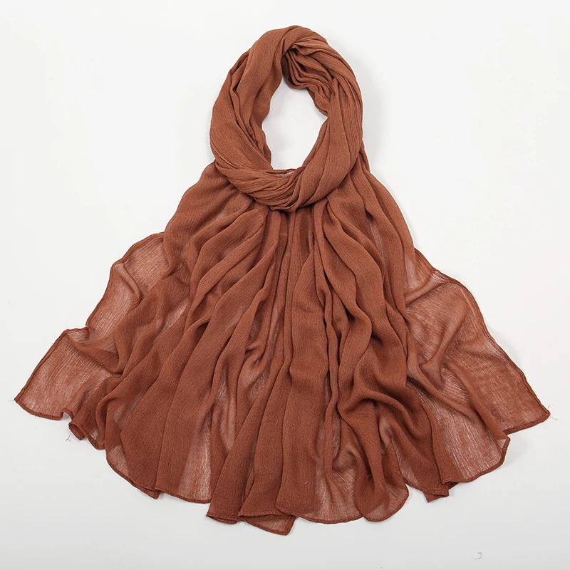 New Arrival Crinkle Rayon Hijab Women Muslim Scarf Shawls Solid Headscarf Wraps Big Size Plain Islamic Turban Headbands Foulard