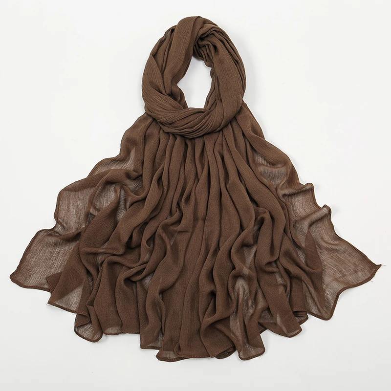 New Arrival Crinkle Rayon Hijab Women Muslim Scarf Shawls Solid Headscarf Wraps Big Size Plain Islamic Turban Headbands Foulard