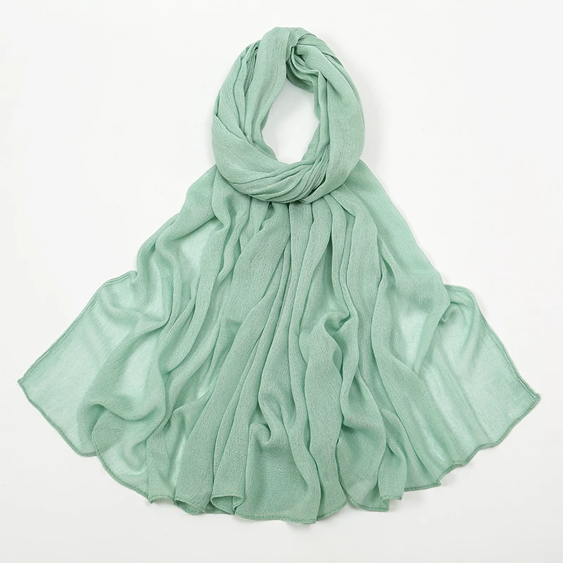 New Arrival Crinkle Rayon Hijab Women Muslim Scarf Shawls Solid Headscarf Wraps Big Size Plain Islamic Turban Headbands Foulard