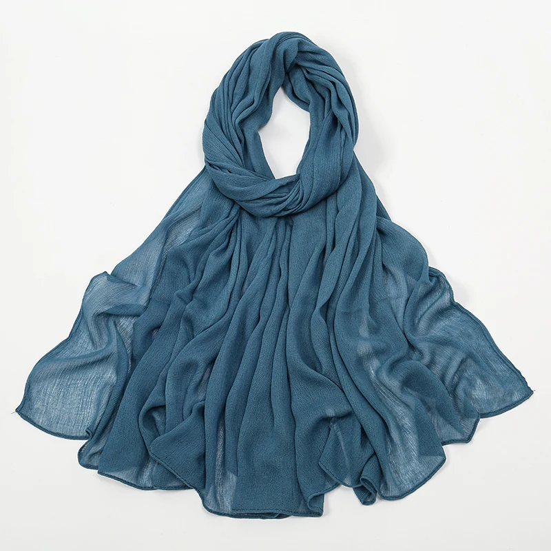 New Arrival Crinkle Rayon Hijab Women Muslim Scarf Shawls Solid Headscarf Wraps Big Size Plain Islamic Turban Headbands Foulard