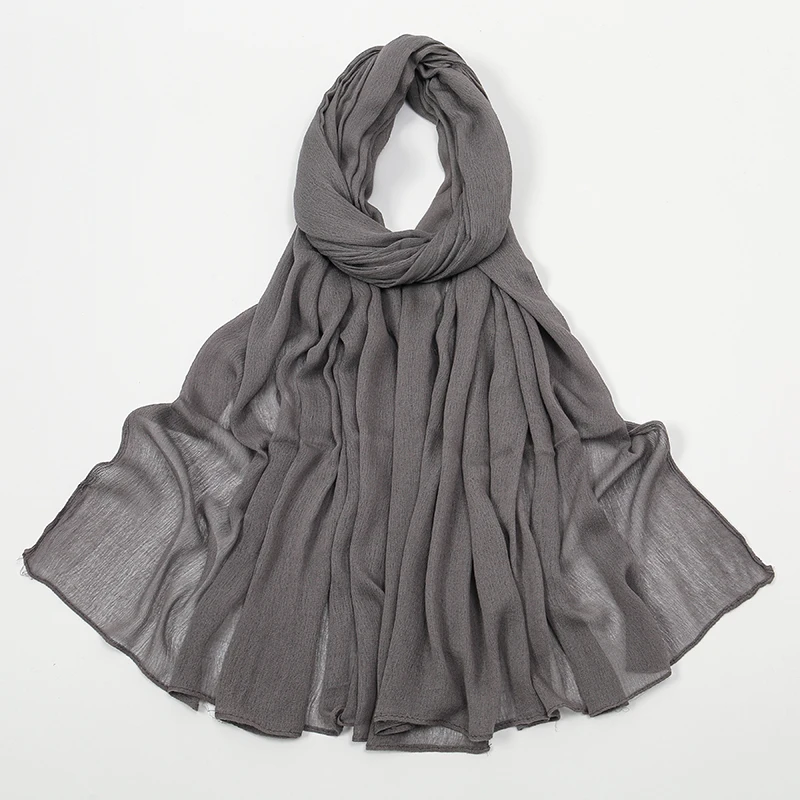 New Arrival Crinkle Rayon Hijab Women Muslim Scarf Shawls Solid Headscarf Wraps Big Size Plain Islamic Turban Headbands Foulard