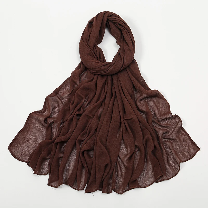 New Arrival Crinkle Rayon Hijab Women Muslim Scarf Shawls Solid Headscarf Wraps Big Size Plain Islamic Turban Headbands Foulard