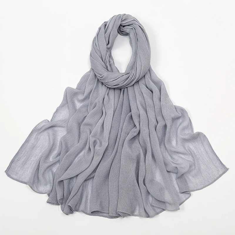 New Arrival Crinkle Rayon Hijab Women Muslim Scarf Shawls Solid Headscarf Wraps Big Size Plain Islamic Turban Headbands Foulard