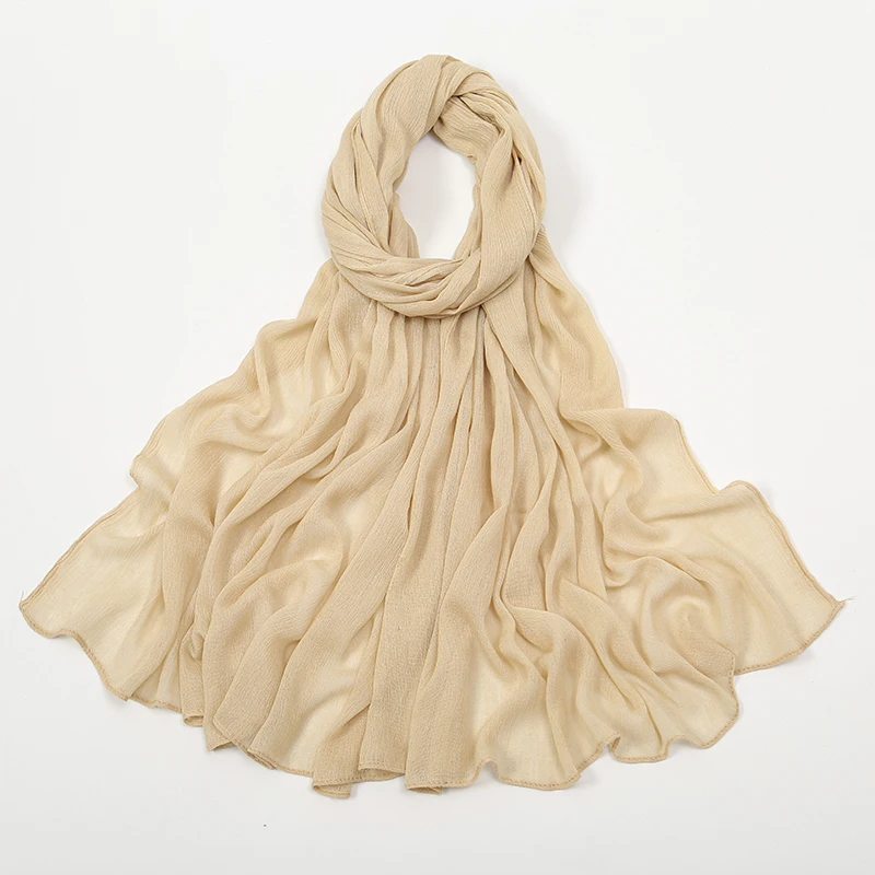 New Arrival Crinkle Rayon Hijab Women Muslim Scarf Shawls Solid Headscarf Wraps Big Size Plain Islamic Turban Headbands Foulard