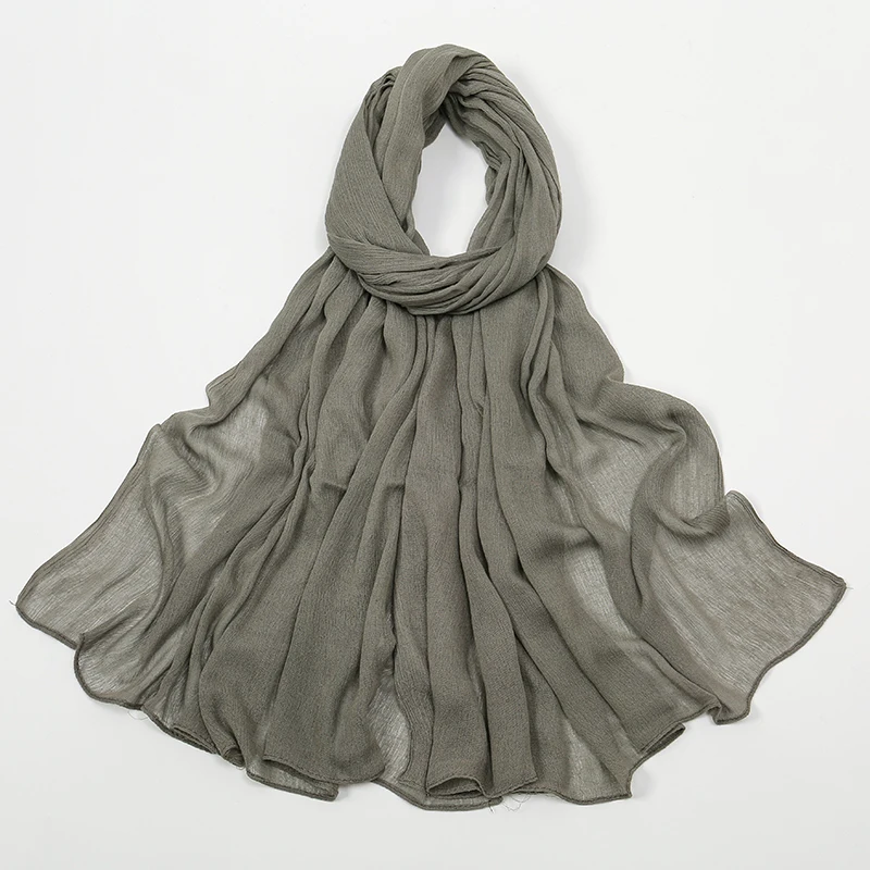 New Arrival Crinkle Rayon Hijab Women Muslim Scarf Shawls Solid Headscarf Wraps Big Size Plain Islamic Turban Headbands Foulard