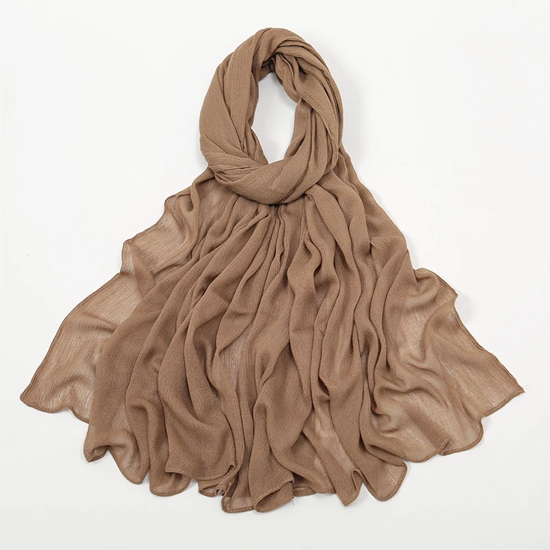New Arrival Crinkle Rayon Hijab Women Muslim Scarf Shawls Solid Headscarf Wraps Big Size Plain Islamic Turban Headbands Foulard