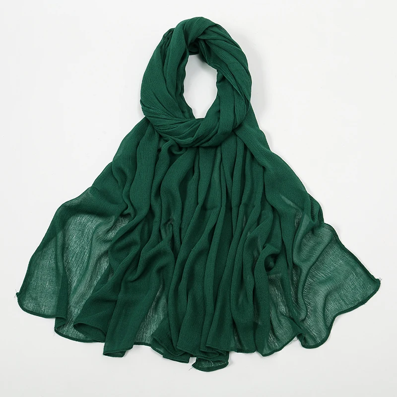 New Arrival Crinkle Rayon Hijab Women Muslim Scarf Shawls Solid Headscarf Wraps Big Size Plain Islamic Turban Headbands Foulard