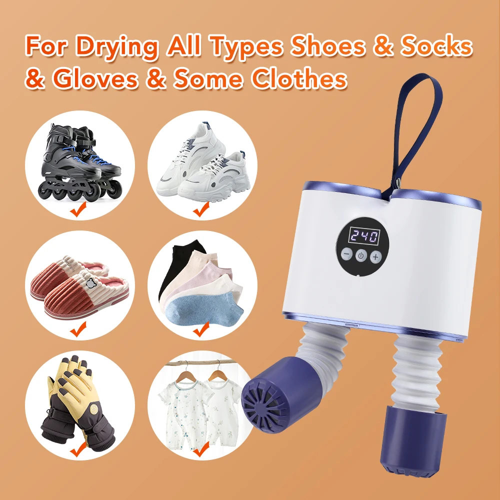 Portable Shoe Dryer with Fan Heater Intelligent Quick-Drying Ski Boot Dryer with Timer Boot Dryer for Work Boots Sneakers Socks