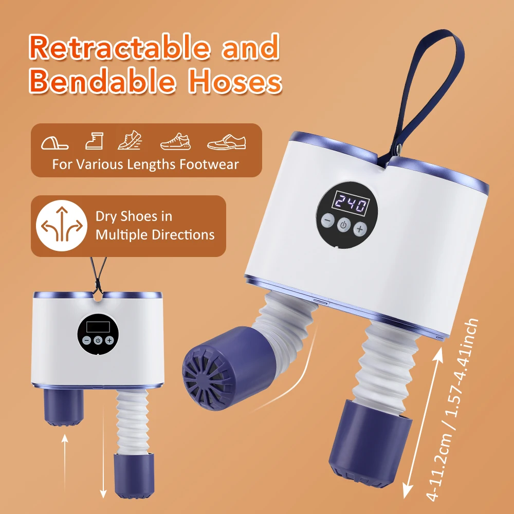 Portable Shoe Dryer with Fan Heater Intelligent Quick-Drying Ski Boot Dryer with Timer Boot Dryer for Work Boots Sneakers Socks