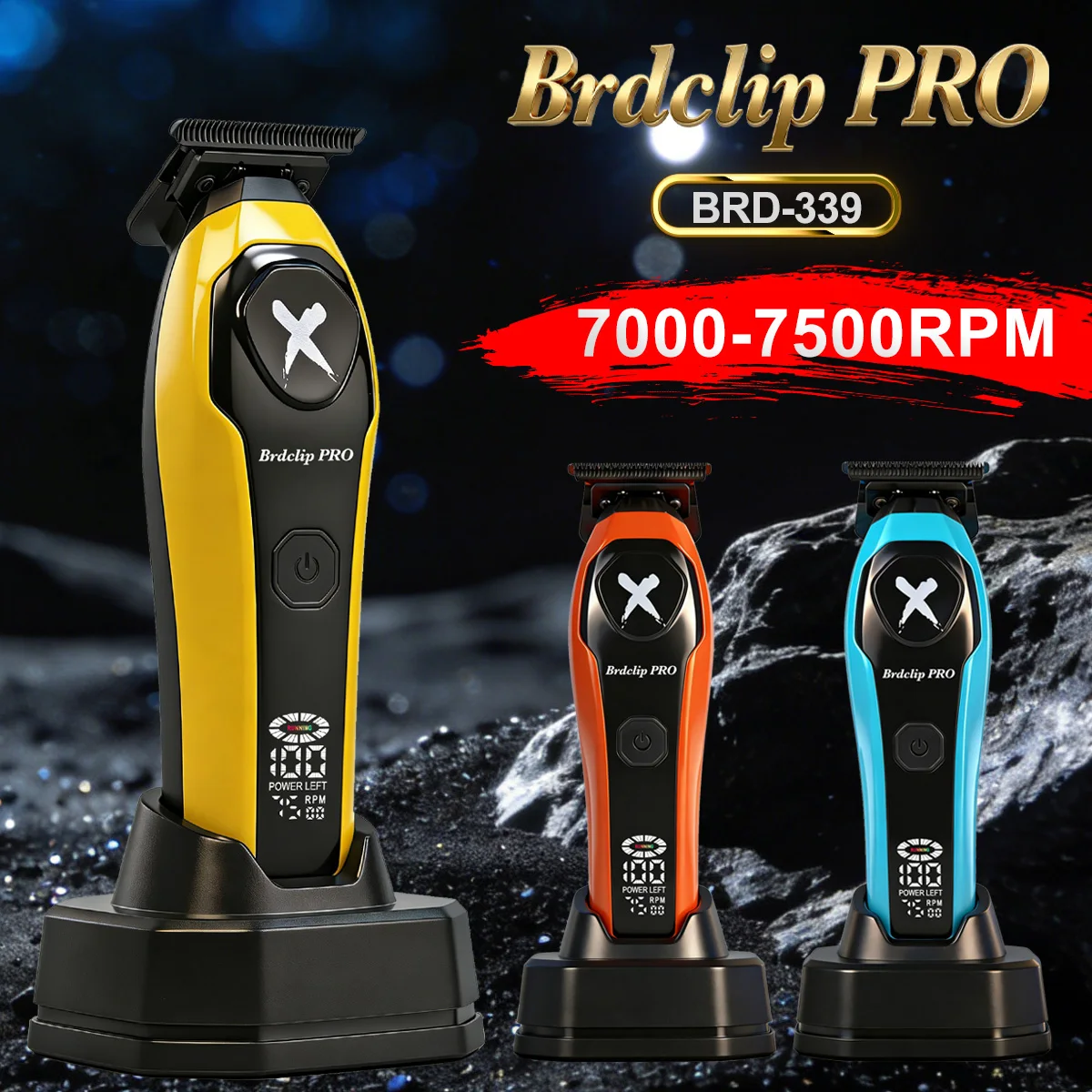 BRDCLIP Professional 7500RPM Barber Hair Clipper Set DLC Blade Base Charger 2-Speed Hair Trimmer Salon Use for Men Shaver