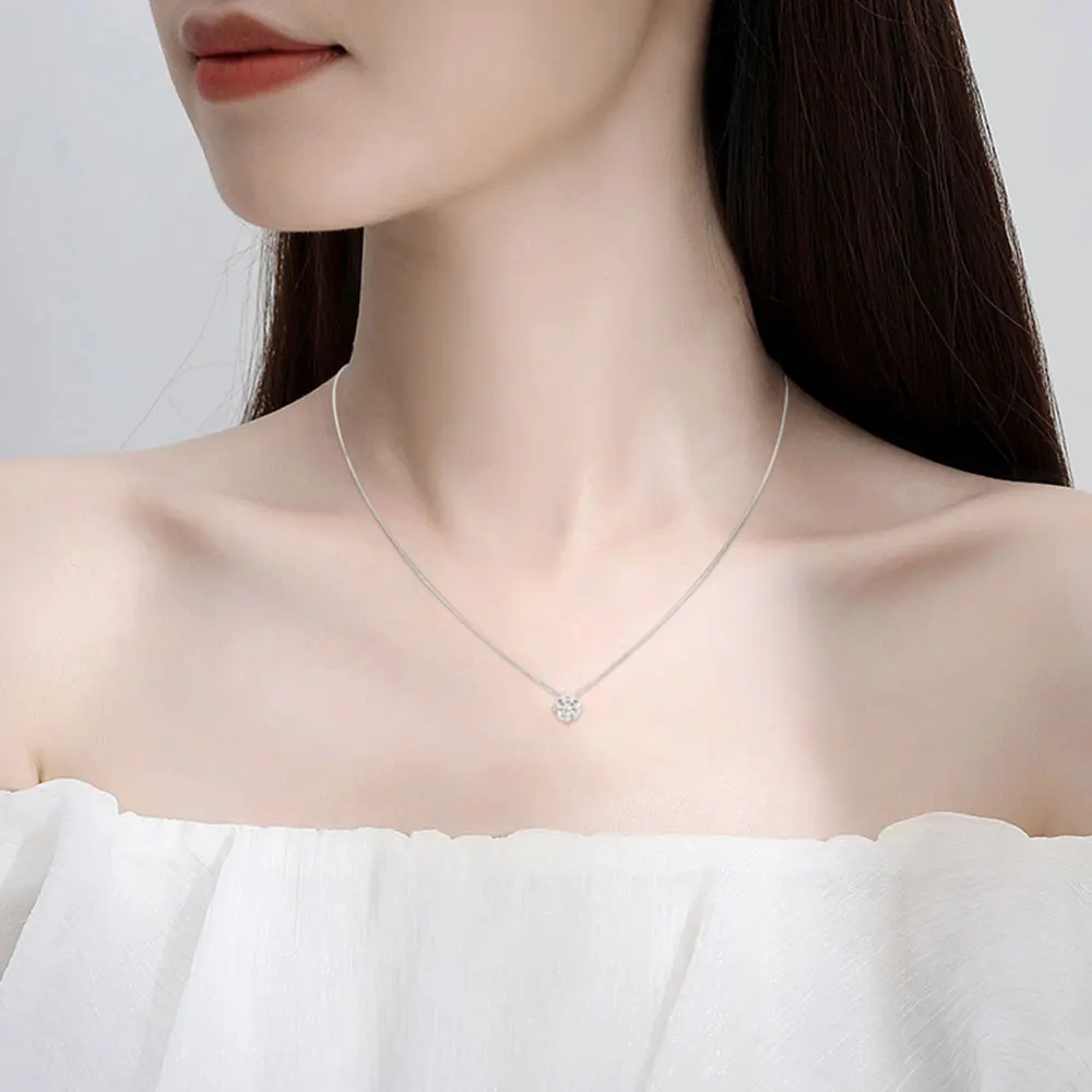 KNOBSPIN D VVS1 Moissanite Pandent Necklace s925 Sterling Silver Plated 18k White Gold GRA Certified Dainty Necklaces for Women
