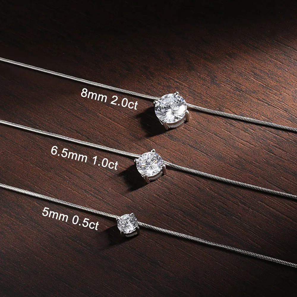 KNOBSPIN D VVS1 Moissanite Pandent Necklace s925 Sterling Silver Plated 18k White Gold GRA Certified Dainty Necklaces for Women